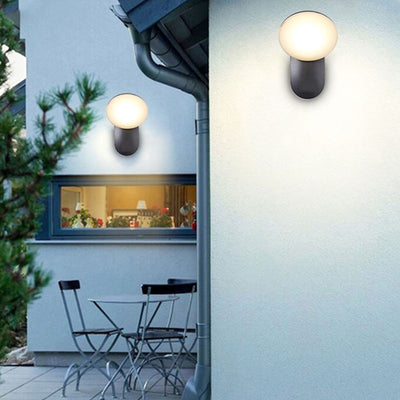 Lampe d'applique murale LED à abat-jour rond en aluminium imperméable industriel contemporain pour jardin 