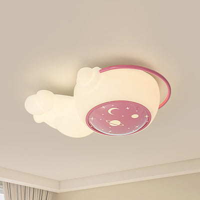 Contemporary Creative Cartoon Star Man Round Iron Plastic LED Flush Mount Ceiling Light For Bedroom