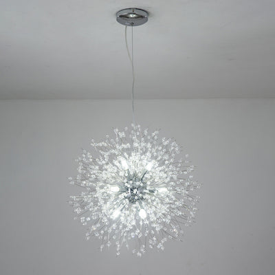 Contemporary Creative Hardware Crystal Beads Decorate Dandelion Design 8/9/12-Light Chandelier For Living Room