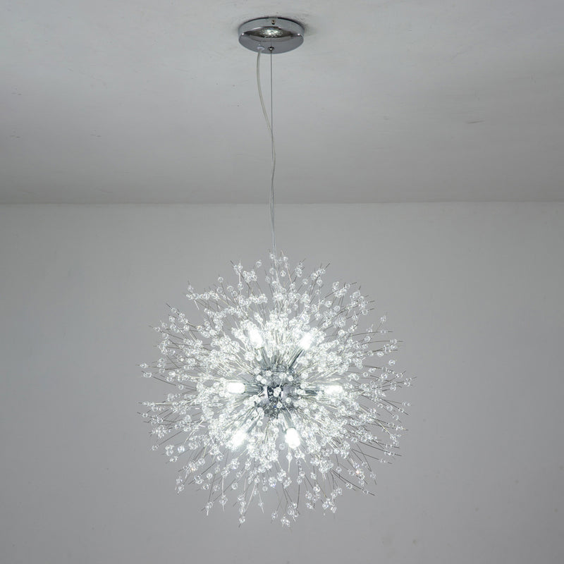 Contemporary Creative Hardware Crystal Beads Decorate Dandelion Design 8/9/12-Light Chandelier For Living Room