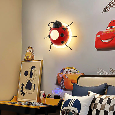 Contemporary Creative Cartoon Beetle Acrylic LED Kids Wall Sconce Lamp For Bedroom