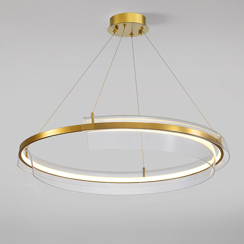 Contemporary Nordic Round Square Tube Metal Acrylic LED Chandelier For Living Room