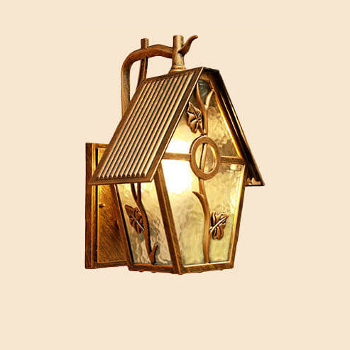 Retro House Waterproof Aluminum Frosted Glass 1-Light Outdoor Wall Sconce Lamp