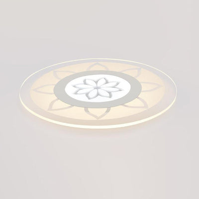 Modern Simplicity Iron Acrylic Round Flower Leave LED Flush Mount Ceiling Light For Living Room