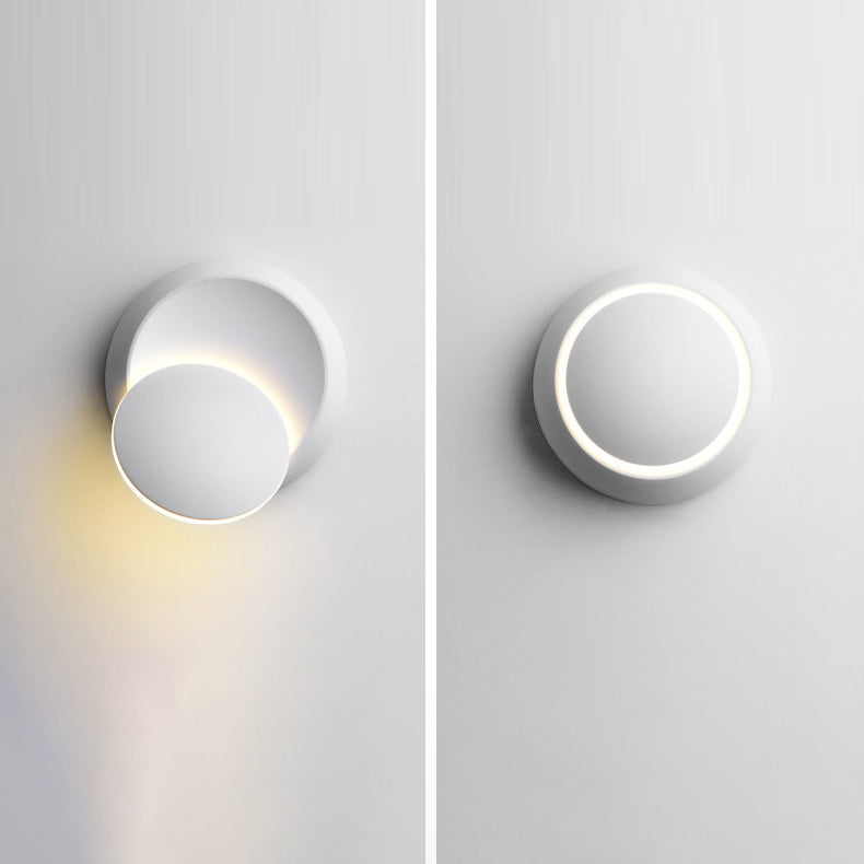 Modern Minimalist Round Rotating Crescent Acrylic Iron LED Wall Sconce Lamp For Living Room