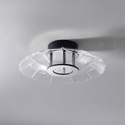 Modern Luxury Iron Stainless Steel Acrylic Flower Round LED Semi-Flush Mount Ceiling Light For Bedroom