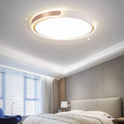 Modern Minimalist Round Aluminum Acrylic LED Flush Mount Ceiling Light For Bedroom