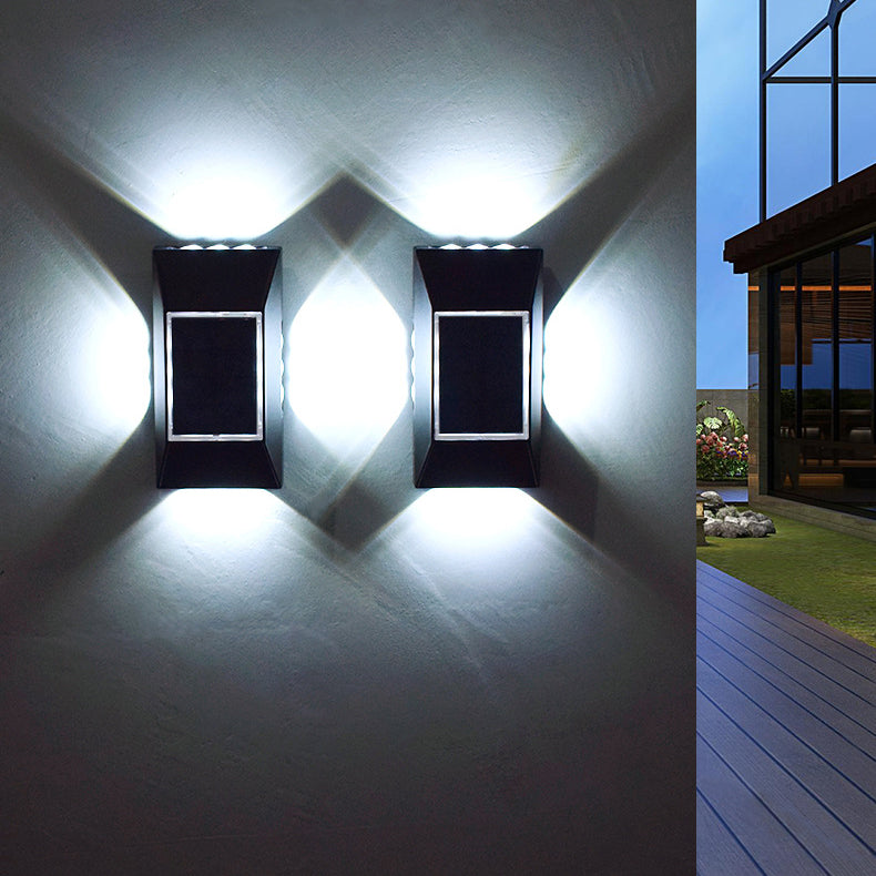 Modern Simplicity Solar Sensor Rectangle ABS Plastic LED Outdoor Wall Sconce Lamp For Garden