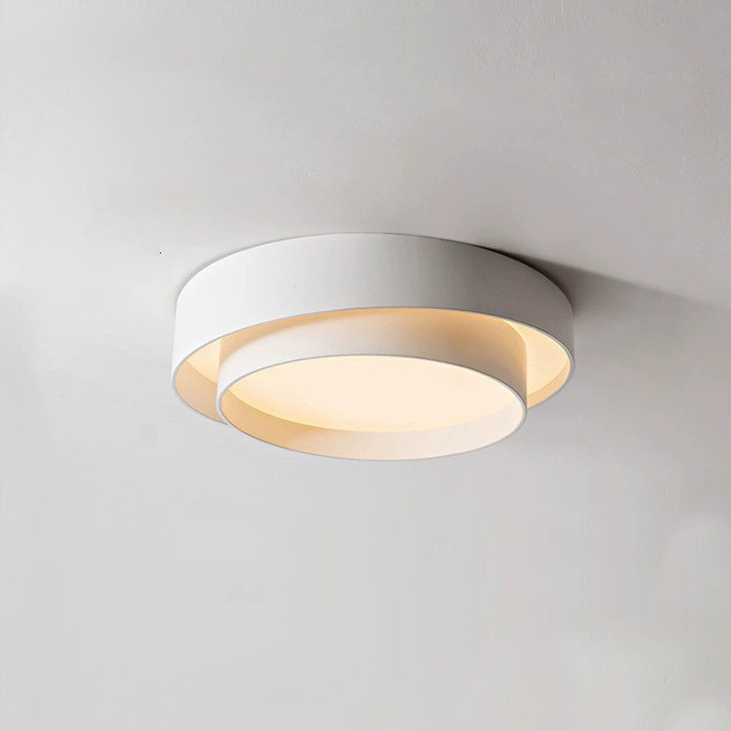 Contemporary Nordic Double Round Hardware LED Flush Mount Ceiling Light For Bedroom