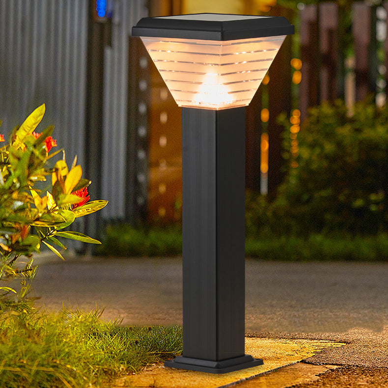 Modern Minimalist Square Cylinder Solar Waterproof ABS PC LED Outdoor Light For Garden