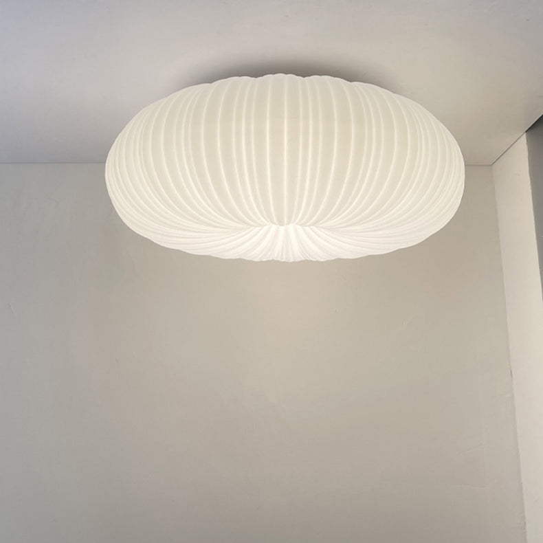 Modern Minimalist PE Pumpkin Shade Hardware LED Flush Mount Ceiling Light For Living Room