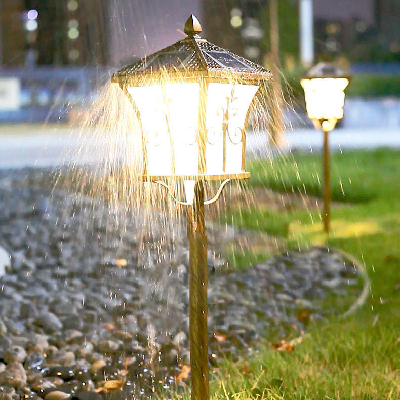 Traditional Chinese Solar Waterproof Aluminum Iron Glass Column LED Landscape Lighting Outdoor Light For Garden