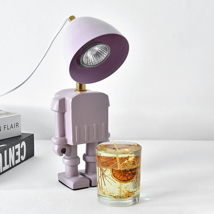 Modern Art Deco Resin Hardware Robot 1-Light Melting Wax Table Lamp For Bedroom