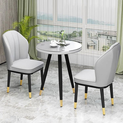 Modern Luxury PU Leather Padded Dining Chair Wing Backrest Armless For Dining Room