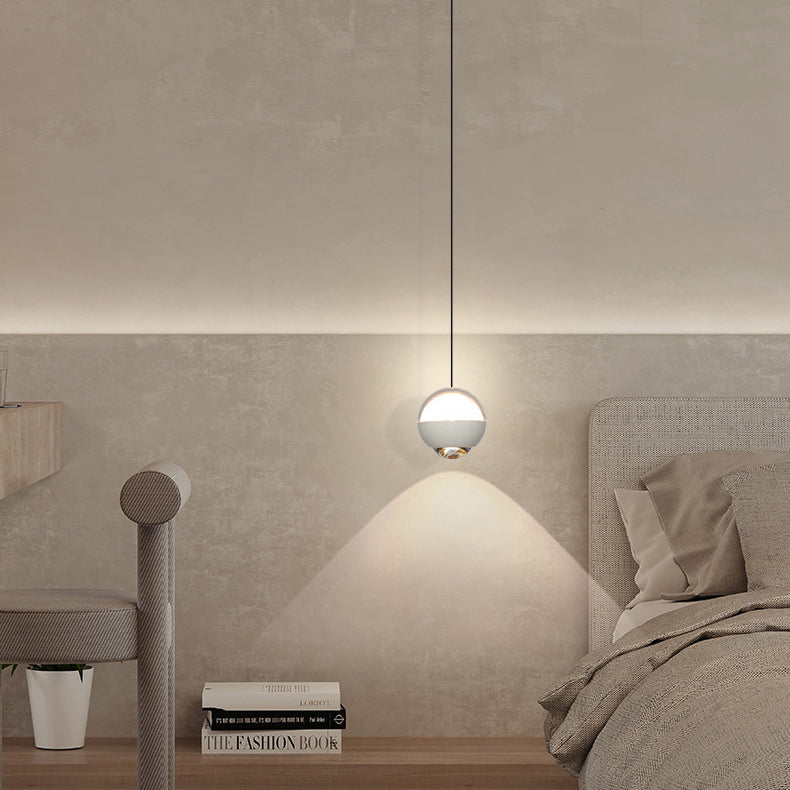 Modern Simplicity Ball Aluminium Acrylic Glass LED Pendant Light Liftable For Bedside