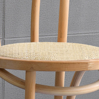 Contemporary Retro Rattan Beech Wood Metal Round Arched Dining Chair Backrest For Dining Room