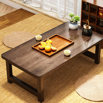 Modern Minimalist Foldable Rectangular Solid Wood Coffee Table For Living Room