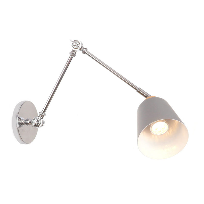 Modern Minimalist Retractable Cylinder Iron Zinc Wood 1-Light Wall Sconce Lamp For Bedroom