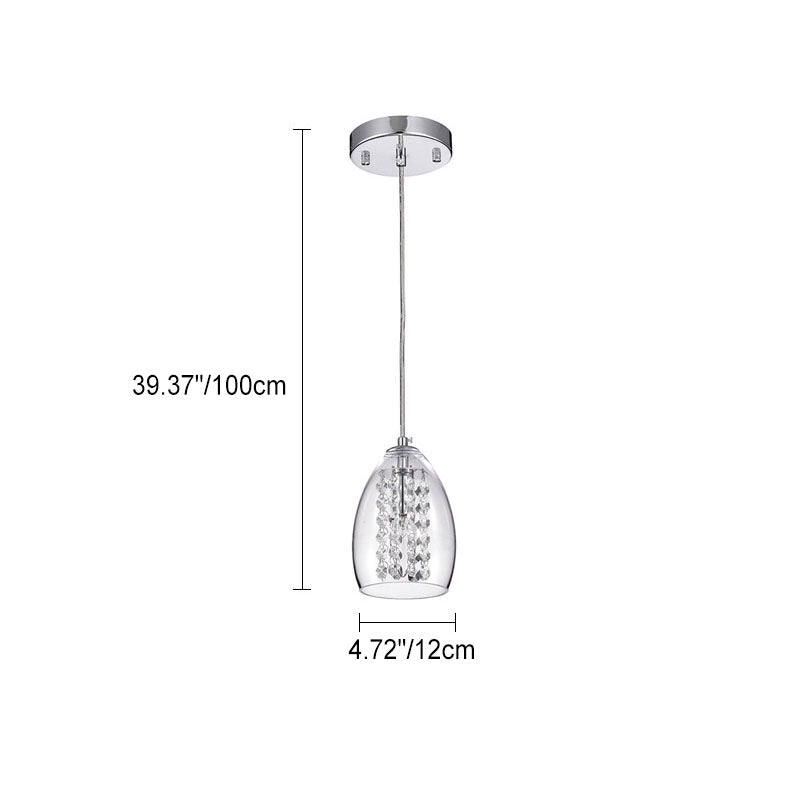 Modern Minimalist Round Cup Iron Glass 1-Light Pendant Light For Living Room