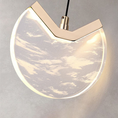 Modern Minimalist Round Hardware Crystal LED Pendant Light For Bedroom