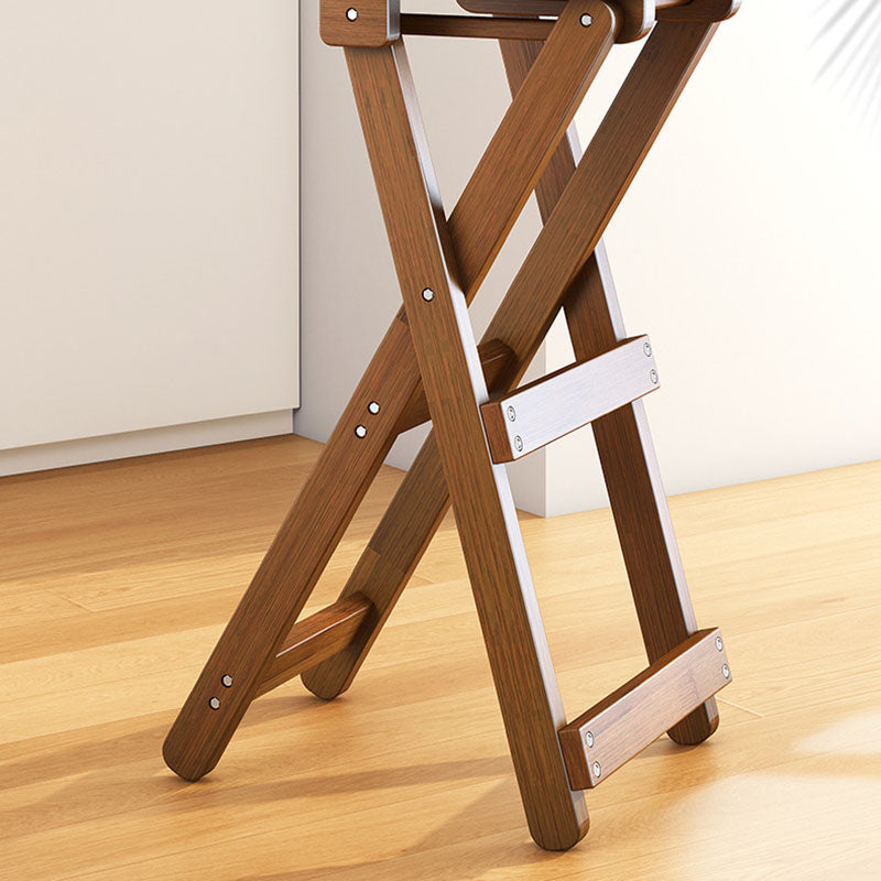 Contemporary Simplicity Bamboo X-Shaped Legs Foldable Bar Stool Low Back Footrest For Dining Room