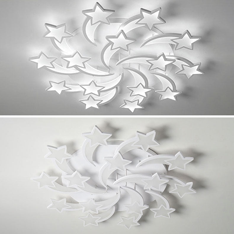 Modern Minimalist Star Hardware Acrylic LED Semi-Flush Mount Ceiling Light For Living Room