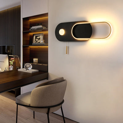 Modern Minimalist Oval Iron Acrylic LED Wall Sconce Lamp For Bedroom