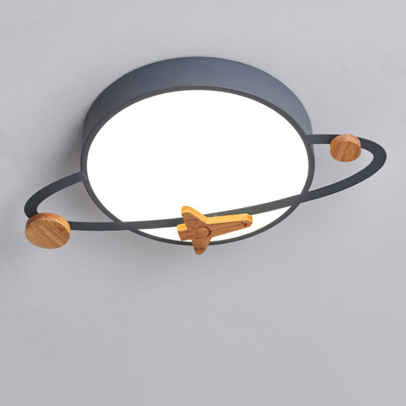 Contemporary Scandinavian Round Planet Design LED Kids Flush Mount Ceiling Light For Bedroom