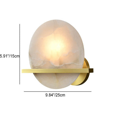 Modern Luxury Round Disc Marble Copper 1-Light Wall Sconce Lamp