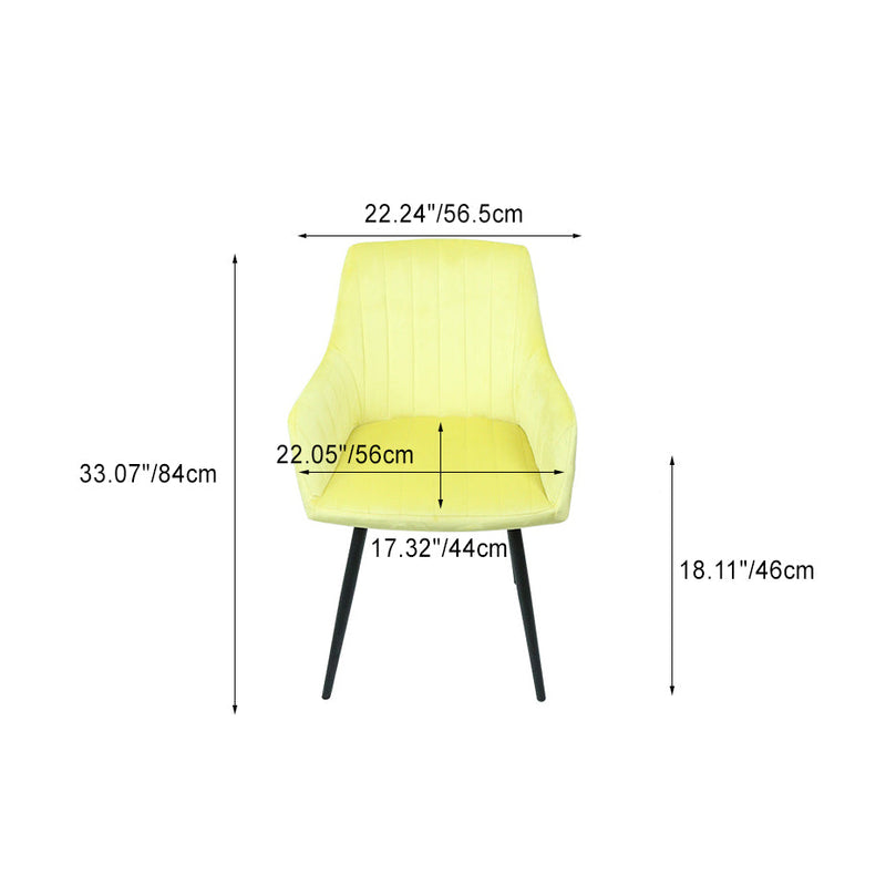 Modern Minimalist Square Iron Velvet Fabric Sponge Dining Chair Four Legs Armrest Backrest For Dining Room