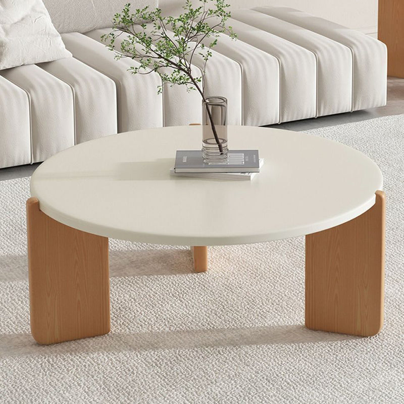 Modern Minimalist Round Density Plate Solid Wood Coffee Table For Living Room