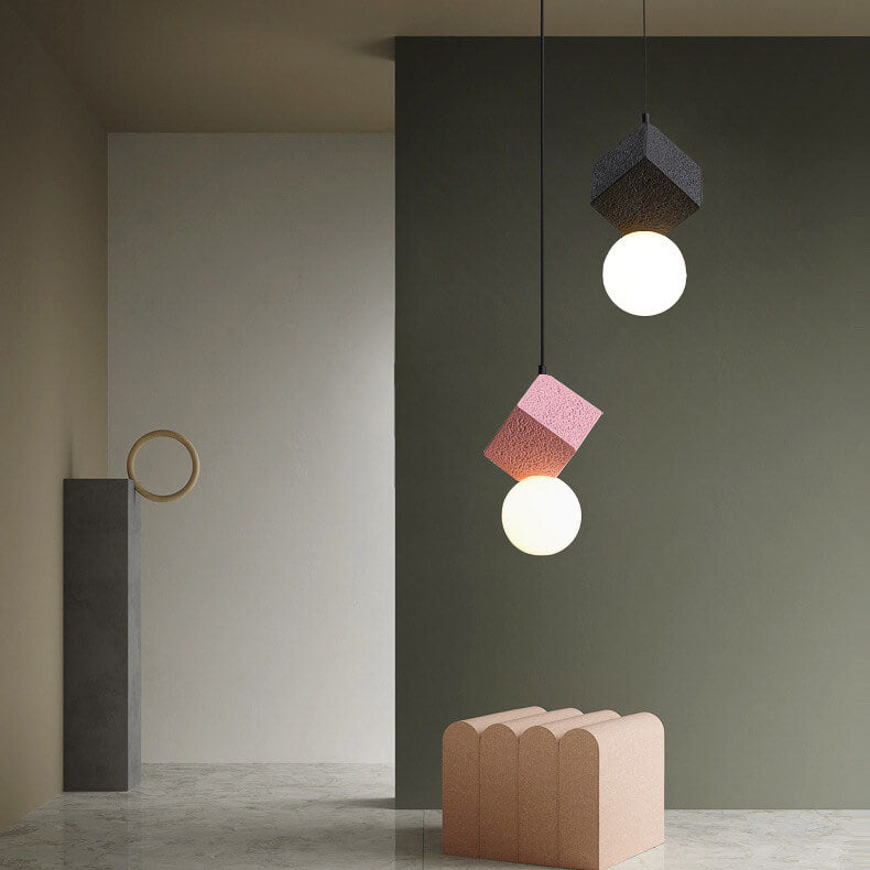 Luminaire suspendu à 1 lumière en résine de couleur unie minimaliste nordique 