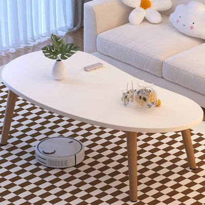 Modern Minimalist Mango Shape Oval Density Plate Wood Coffee Table For Living Room