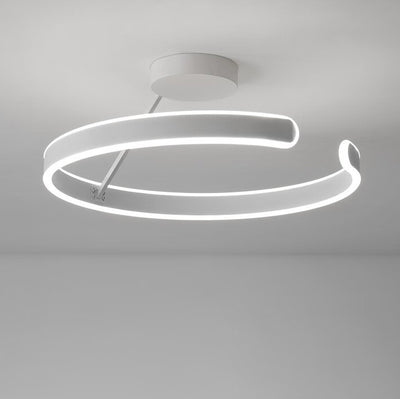 Modern Minimalist Round Aluminium Acrylic LED Semi-Flush Mount Ceiling Light For Bedroom