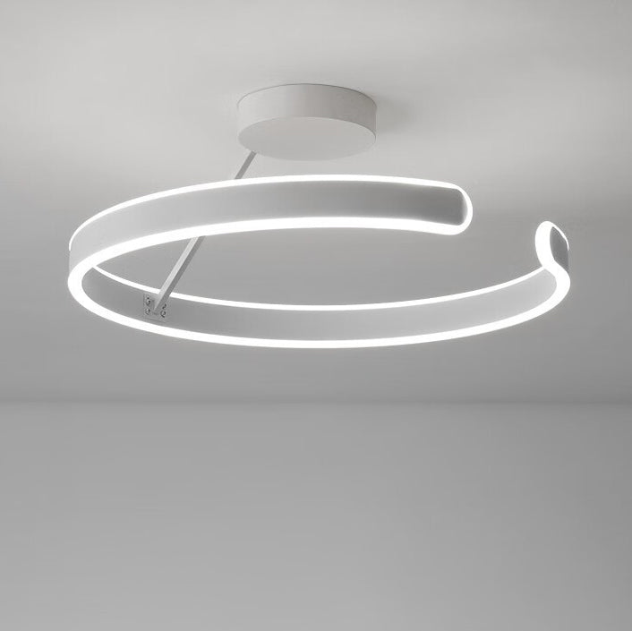 Modern Minimalist Round Aluminium Acrylic LED Semi-Flush Mount Ceiling Light For Bedroom