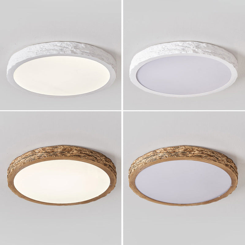 Modern Minimalist Round Stone Grain Resin Iron LED Flush Mount Ceiling Light For Bedroom