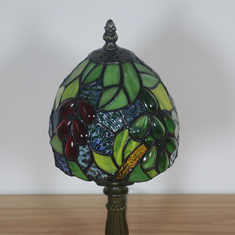 Traditional Tiffany Grape Fruit Stained Glass 1-Light Table Lamp For Bedroom