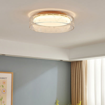 Modern Minimalist Round Metal Acrylic Glass LED Flush Mount Ceiling Light For Bedroom