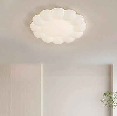 Contemporary Nordic Cream PE Flower LED Flush Mount Ceiling Light For Bedroom