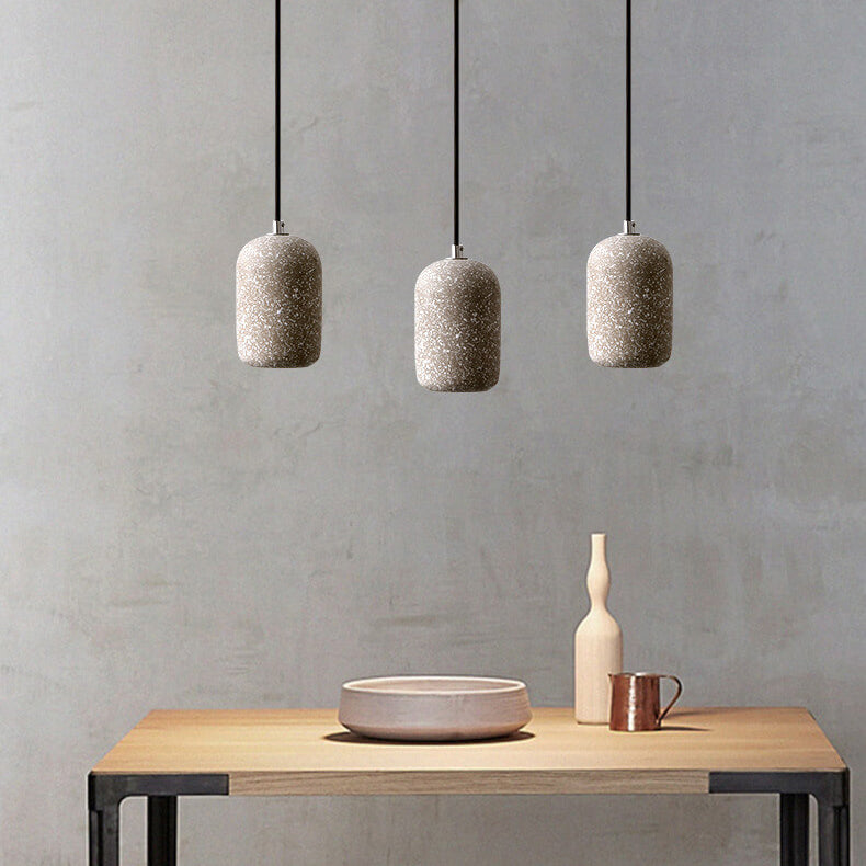 Scandinavian Industrial Minimalist Cylindrical Cement LED Pendant Light