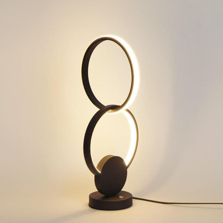 Modern Simplicity Acrylic Dual Ring Interlocking Iron Base LED Table Lamp