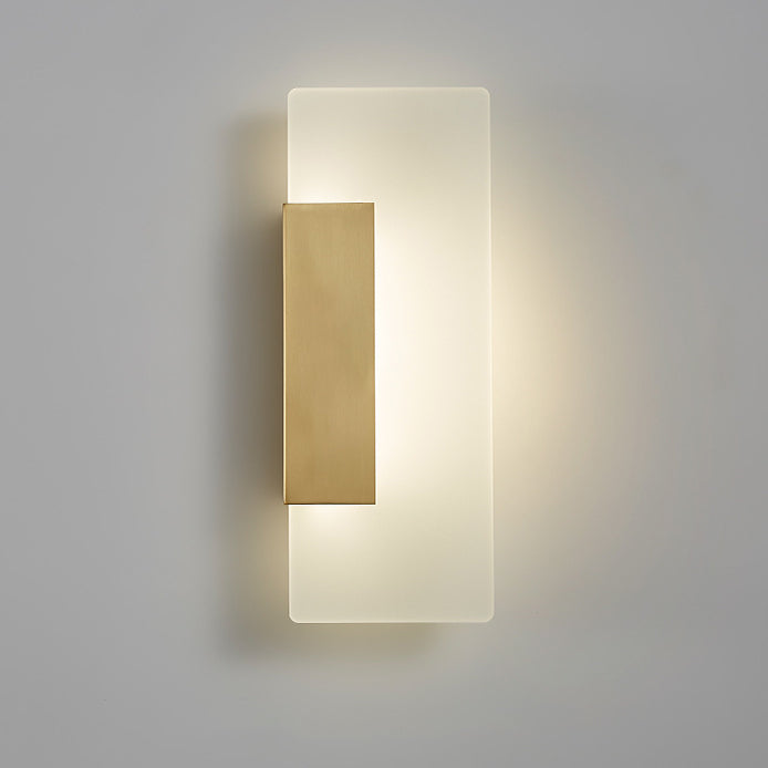 Contemporary Luxury Full Copper Rectangular Acrylic LED Wall Sconce Lamp For Bedroom