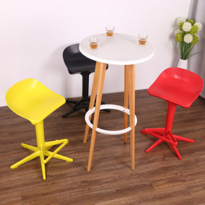 Contemporary Nordic Square Plastic Metal Frame Barstool Swivel Footrest For Dining Room