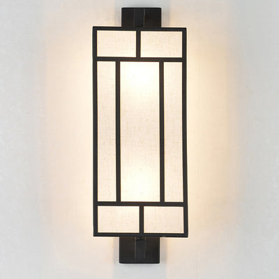 Contemporary Retro Rectangular Fabric Shade Iron 1-Light Wall Sconce Lamp For Dining Room