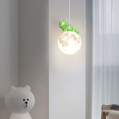 Contemporary Creative Cartoon Resin Caterpillar Flower Bud Shade LED Pendant Light For Bedroom