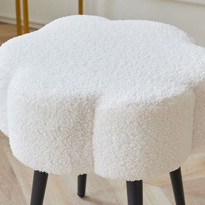 Modern Minimalist Cloud Lambswool Carbon Steel Vanity Stool For Bedroom