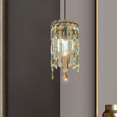 Modern Creative Crystal Cylinder 1-Light Pendant Light For Living Room