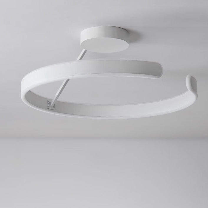 Modern Minimalist Round Aluminium Acrylic LED Semi-Flush Mount Ceiling Light For Bedroom