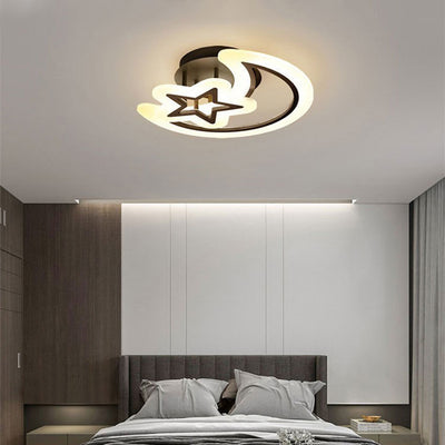 Modern Minimalist Moon Star Hardware Acrylic LED Semi-Flush Mount Ceiling Light For Living Room