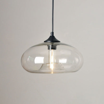 Contemporary Nordic Oval-Shaped Glass Shade Iron 1-Light Pendant Light For Living Room